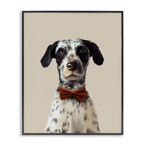 Stupell Industries Contemporary Dog In Bow Tie Portrait Black Framed Giclee Art, 11 x 14, by Anna Lischenko