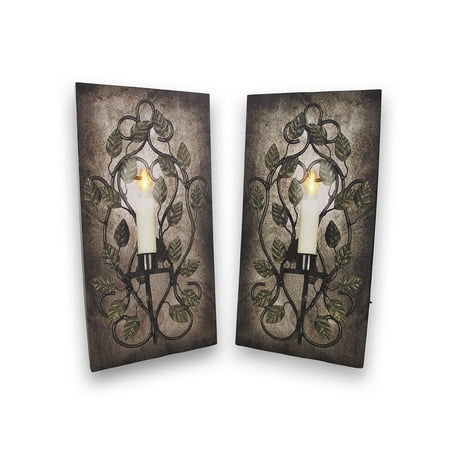 Pair of Flickering LED Sconce Canvases