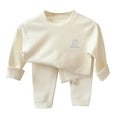thumbnail image 2 of WRKEKC Kids Winter Thermal Underwear Set 2-Piece Soft Solid Color Organic Cotton Crewneck Long-Sleeve Top and Pants Cozy Sleepwear 1-16 Years, 2 of 9