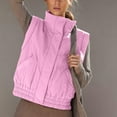 thumbnail image 6 of qolati Womens Puffer Vest Cropped Lightweight Button Down Quilted Vest Scrunch Stand Collar Sleeveless Padded Gilet Coat with Pockets Pink L 8, 6 of 8