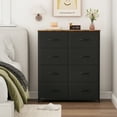 thumbnail image 2 of Eunos Dresser with 8 Easy Pull Drawers 4-Tier Wide Fabric Dresser Organizer for Bedroom Living Room, Black Rustic Brown, 2 of 7