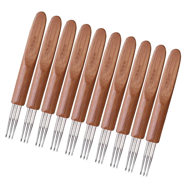 Bearachild 10 Uds ganchos de ganchillo mango de bambú alúmina ganchos de ganchillo juego de agujas de tejer 2,5-6mm ganchillo para tejer herramienta de Decoración del hogar 3 cabezas 0.75 mm Bearachild HA006418-15