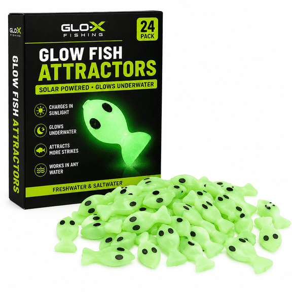 GLO-X 24pcs Fishing Lures Bobbers Soft Plastic Glow Fishing Beads with Eyes,Luminous Glow Attracts Fish Bass Trout Pike Perch Catfish Snapper Salmon in Ice,Freshwater & Saltwater Fishing Accessories