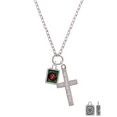 thumbnail image 2 of Delight Jewelry Silvertone Red Ladybug in Shadow Box Everlasting Love Engraved Cross Zoey Necklace, 28", 2 of 4