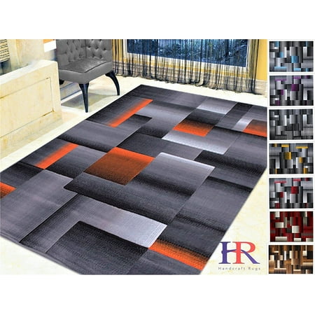Handcraft Rugs Orange Black Gray Abstract Geometric Modern Squares Handcraft Rugs Orange Black Gray Abstract Geometric Modern Squares Pattern Area Rug 5 Ft By 7