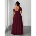 thumbnail image 2 of Burgundy Elegant One-Shoulder Chiffon Maxi Dress With High Side Slit For Wedding Party Event, 2 of 6