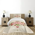 thumbnail image 3 of Ambesonne Christmas Quilted Bedspread Set 2 Pcs, Floral Merry Xmas, Twin Size, Green Red Tan, 3 of 6