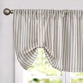 thumbnail image 1 of Vangao Kitchen Valance Linen Stripe Short Curtain 1 Panel Farmhouse Country Pinstripe Light Filtering Rod Pocket Window Treatment 18 inch Grey on Beige, 1 of 7