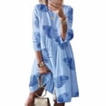 thumbnail image 2 of Vestido Mujer Vestido Estampado Vintage Manga 3/4 Paño De Cuello Redondo, Azul Hoja, 4XL Sweethay AP002219-55, 2 of 5
