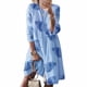 thumbnail image 2 of Vestido Mujer Vestido Estampado Vintage Manga 3/4 Paño De Cuello Redondo, Azul Hoja, XL Scienceny AP002219-52, 2 of 5
