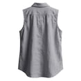 thumbnail image 6 of Men's Sleeveless Beach Shirts Vest Summer Button Up Tank Tops Casual Solid Color Tank Shirt with Pocket Gray 2XL, 6 of 9