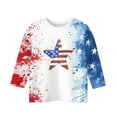 thumbnail image 5 of Mlqidk American Flag Shirt Girls 4th Of July T-Shirts Kids Independence Day 3/4 Sleeve Crew Neck Tops Stars and Stripes Outfit Red 4-5Y, 5 of 5