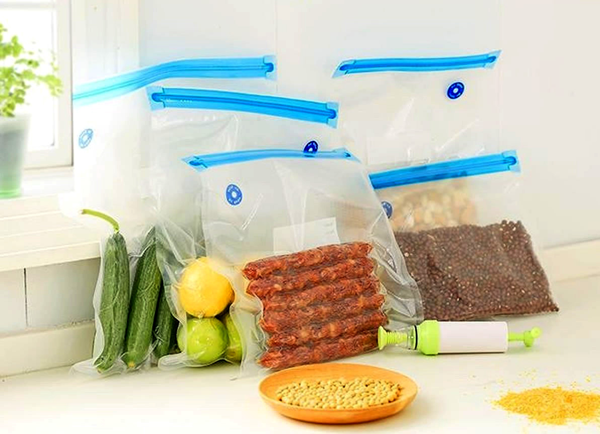 5 Multi Size Bags Reusable Vacuum Sealed Bag Food Saver Storage With 