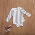 thumbnail image 4 of Baby Romper  Striped Pattern Long Sleeve Round Neck Button Closure Jumpsuit, 4 of 5
