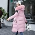 thumbnail image 1 of Abrigo acolchado de algodón Chaqueta de mujer de largo medio con relleno de algodón y plumón, chaqueta de invierno con cuello de piel por encima de la rodilla y acolchado de algodón, 1 of 5