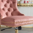 thumbnail image 6 of BTMWAY Office Chair, Velvet Upholstered Tufted Button Home Office Chair with Golden Metal Base, Adjustable Height, Swivel Ergonomic Task Chair, Luxury Desk Chair Computer Chair, Pink, 6 of 14