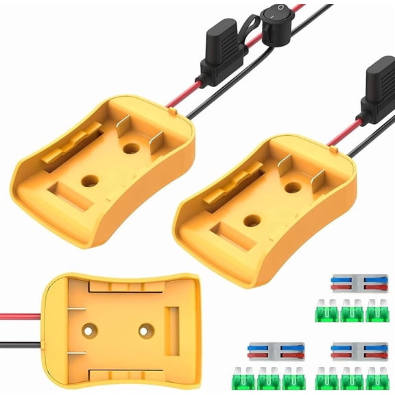 for Power Wheel Adapter Compatible with Dewalt 20V Battery, Converter Kit with Fuse Holder, Switch, Terminal, 12AWG Wire for DIY RC Car Toys (3 Pack)