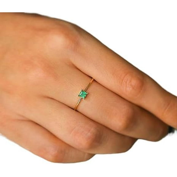 Emerald Gemstone ring, Natural Emerald Tiny ring, May birthstone, Women Ring, Gold Micron ring, Solitaire, Christmas Gift, Anniversary Ring, Engagement Ring, 925 Sterling Silver, dainty Ring, Minimal