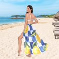 thumbnail image 6 of FORMRS Womens Long Sarong Beach Wrap Semi-Sheer Bikini Skirt Bathing Swimsuit Cover Up, Lemon Checkered, 6 of 7
