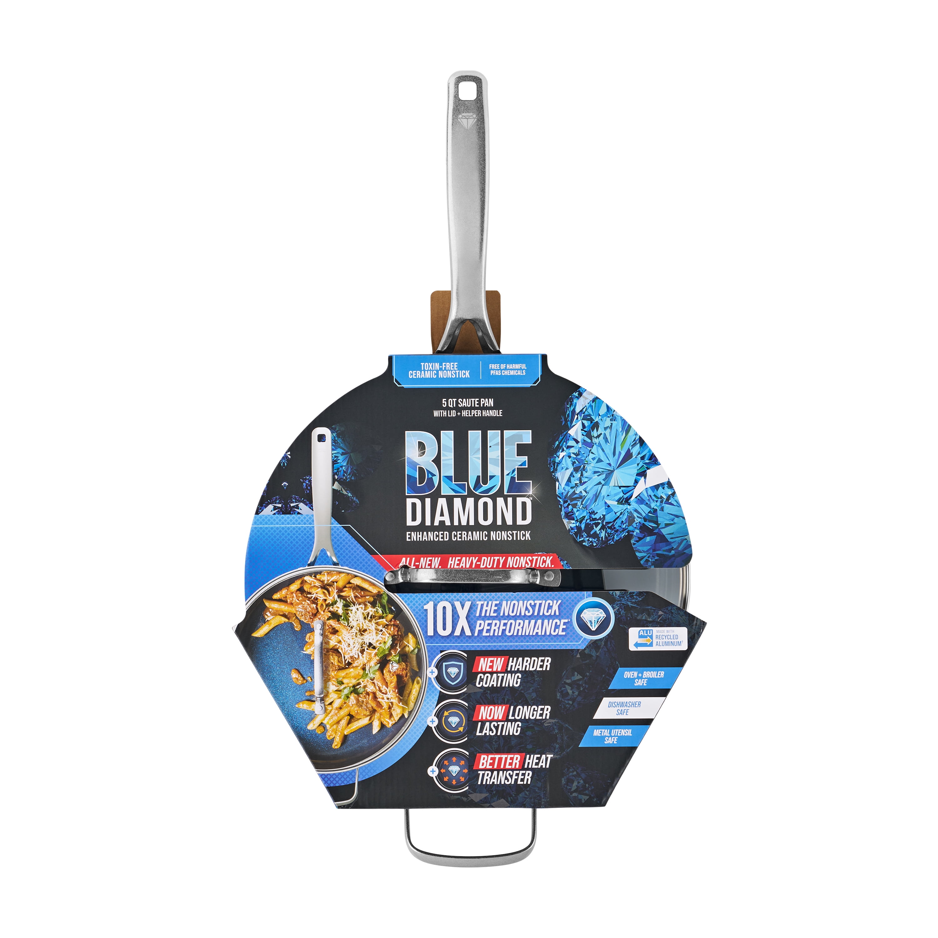 Blue Diamond 5QT Ceramic Nonstick Jumbo Sauté Pan with Lid – Toxin