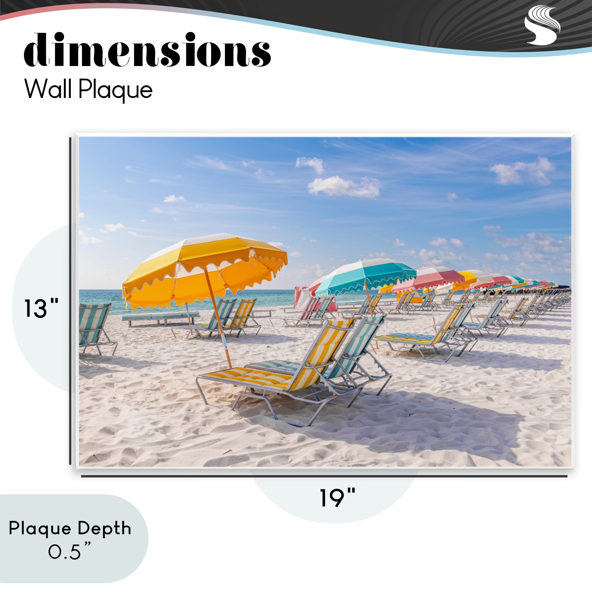 Stupell Industries Striped Umbrellas on Sunny Beach Wall Plaque Art, design by Richard Silver