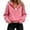 Pink, variant on Hoodie for Women Half Zip Hoodie Drawstring Sweatshirt with Kangaroo Pocket Solid Color Ribbed Cuffs Cropped Long Sleeve Warm Winter Pullover Top