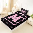 thumbnail image 4 of Erosebridal Black Pink Bow Twin Sheet Sets for Girls, Cartoon Letter M Bedding, 3pcs, 4 of 5