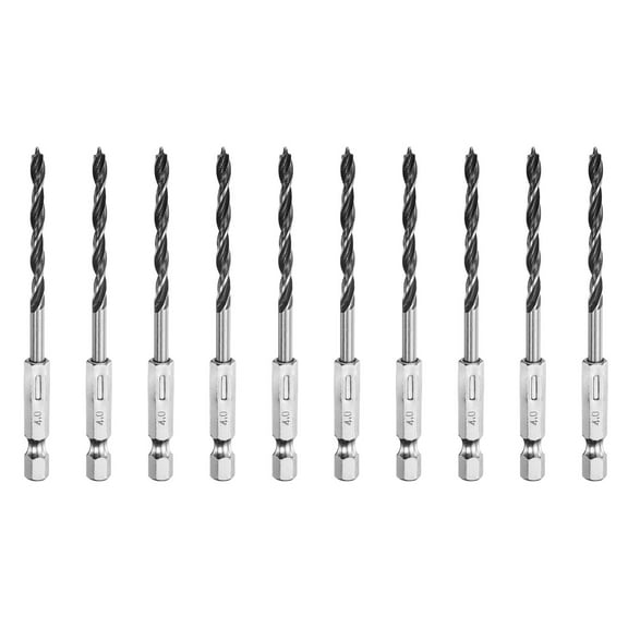 Uxcell 10pcs Brad Point Drill Bits Set 5/32" Wood Drill Bit with 1/4" Hex Shank