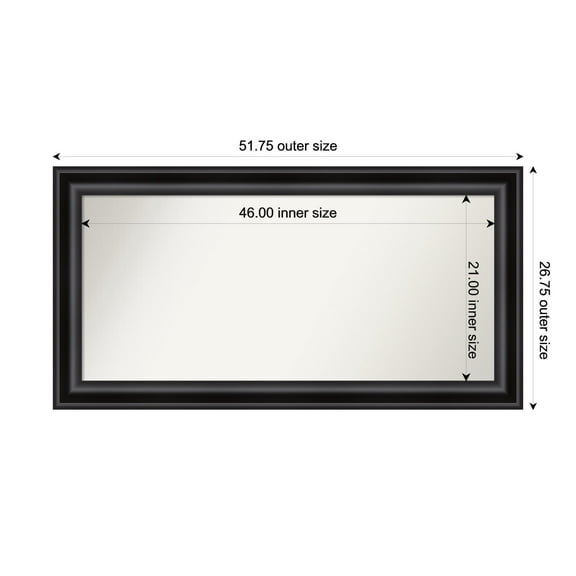 Amanti Art Custom Framed Wall and Bathroom Mirror (26.75 x 51.75 in.), Grand Black Frame
