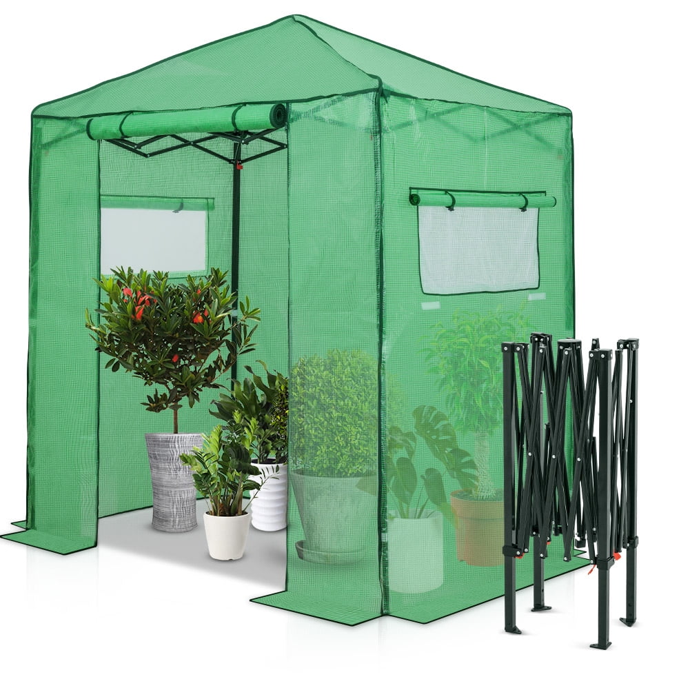 MTB Outdoor Portable Walk-in Garden The Greenhouse 2 Tiers 12 Shelves with PVC Cover Size 84 Inch Lx56 Inch Wx77 InchH 