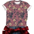 thumbnail image 6 of Jsaierl Summer Tops for Women 2025 Trendy Boho Floral Print Tunic Shirts Short Sleeve Crew Neck Tshirt Casual Loose Blouse, 6 of 6