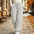 thumbnail image 4 of Wide Leg Sweatpants for Women Drawstring Lounge Pants Straight Leg Sweat Pants with Side Pockets and Front Seam Detail, White, S, 4 of 5