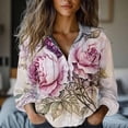 thumbnail image 2 of MEICHEN Button Up Shirts for Women Trendy Multicolor Floral Printed Casual Long Sleeve Shirt Vintage Turn Down Collar Blouse Blouses for Women, 2 of 9
