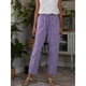 thumbnail image 1 of Pantalones casuales sueltos de lino y algodón con bolsillos grandes de color sólido para mujer de estación independiente de primavera y otoño, 1 of 6