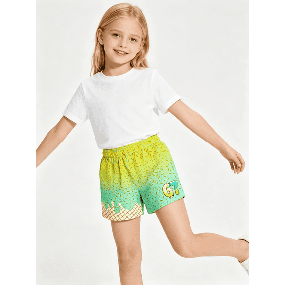 Unisex Kids' Summer Printed Shorts — Elastic-Waist, Mid-Rise, Casual Flat-Front Shorts (Suitable for Boys and Girls) |   Multiple Colors Available |   Sizes YXS–YXL — Breathable & Lightweight