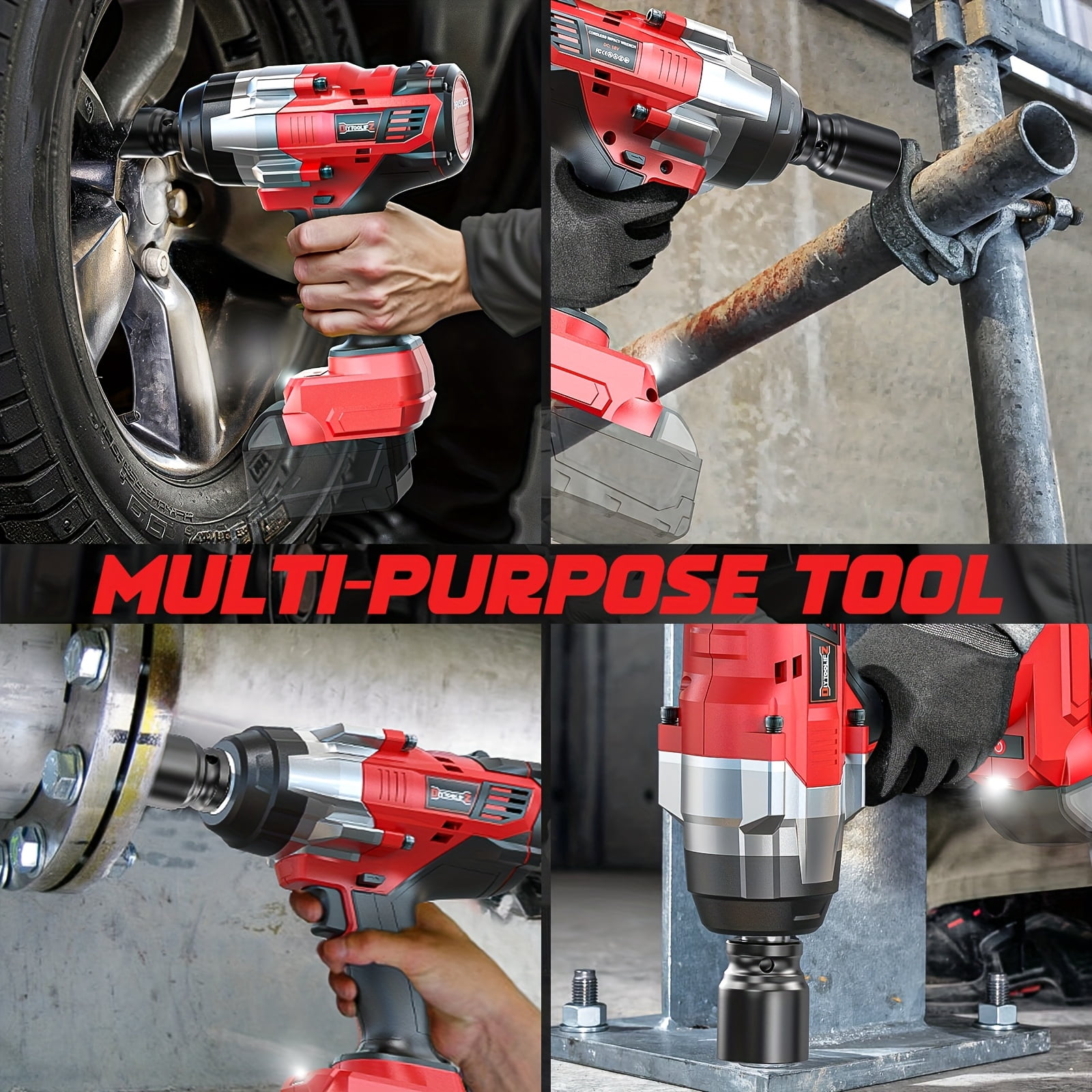 [Valentine's Day Gift]3/4" Cordless Impact Wrench Compatible for 18V Battery, 1850FT-LBS(2300N.m) High Torque Impact Driver, 3-Speed Heavy Duty Cordless Impact with Auto-Stop Reverse for Car/Truck