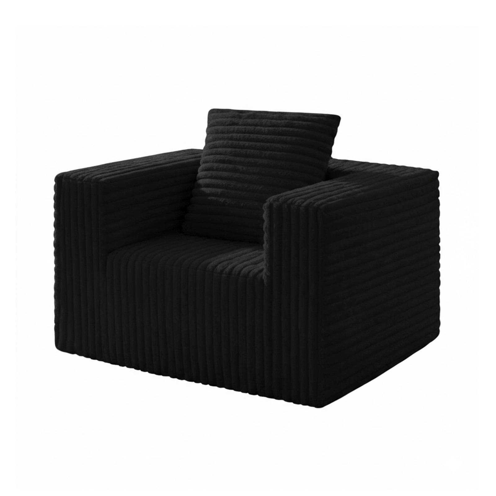 Small Boneless Sofa Chair, No Assembly Corduroy Memory Foam Cloud Reading Chair with Throw Pillow for Living Room Bedroom Playroom