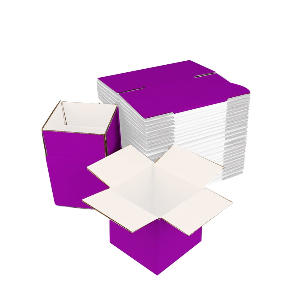 UCANPACK Purple Color Shipping Boxes (White Inside) 7x7x7 Inch (25 Pack) Purple Shipping Box for Moving Boxes - 7x7x7 Shipping Boxes for Small Business, Custom Color Shipping Boxes