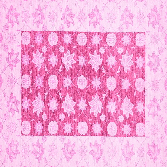 Ahgly Company Indoor Square Oriental Pink Traditional Area Rugs, 6' Square