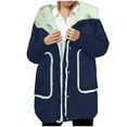 thumbnail image 2 of Fleece Lined Jackets Women Hooded Loose Zip Button Sherpa Coats with Pockets Casual Soft Long Sleeve Striped Quilted Outerwear Winter Warm Coats with Belt, 2 of 4