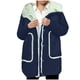 thumbnail image 2 of Parkas de manga larga para mujer, chaqueta con capucha de color liso con mangas largas y cinturón, chaqueta tipo cárdigan de temperamento ajustado, top de poliéster para mujer, 2 of 4
