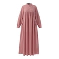 thumbnail image 3 of ZANZEA Womens Dresses Muslim Solid Color Long Sleeve Pocket Button Down Dress, 3 of 13