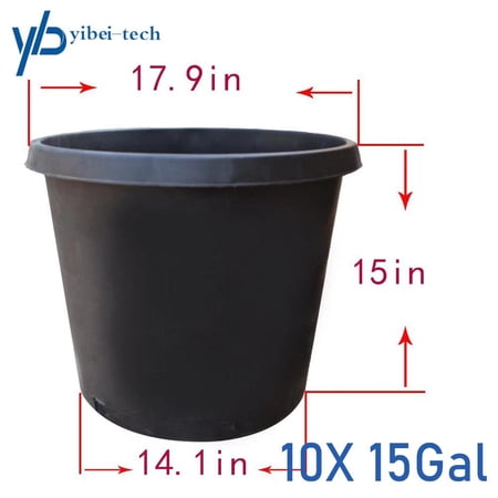10PCS 15Gal HeavyDuty Premium Plastic Nursery Plant Container Garden Planter Pot
