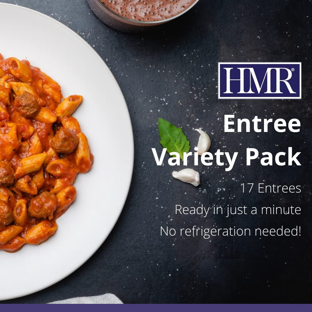 HMR Variety Entrée Packs |Pre-packaged Lunch or Dinner to Support Weight Loss| Ready to Eat Meals |10-20 grams of Protein per Entrée | Low Calorie Food | 7-8oz Servings per Meal (8 Ounce (Pack of 17)