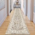 thumbnail image 1 of Washable Runner Rug, 2x12 Non-Slip Vintage Hallway Runner Rugs with Rubber Backing, Boho Soft Stain Resistant Distressed Kitchen Rugs Floor Carpet Runner for Hallway Entryway Laundry Bedroom Beige, 1 of 5