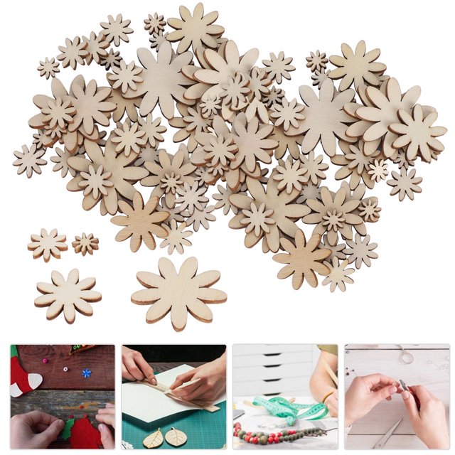 Recortes 250 Piezas De Adornos De Madera De Flores DIY Adornos No Porosos Recortes Decoraciones Artesanales