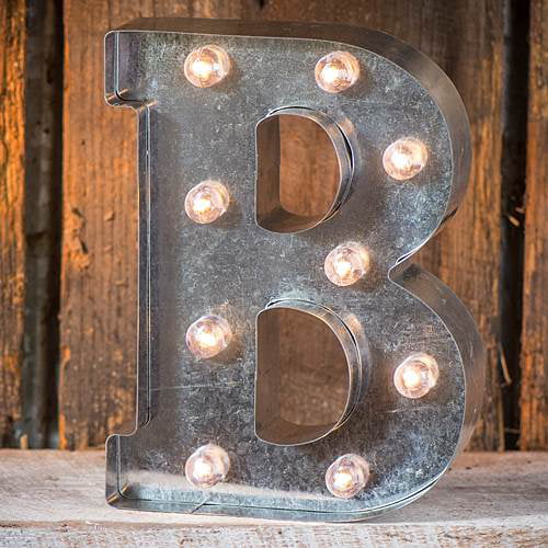 Large  Wood & Galvanized Metal Letter L Marquee sign Wall Decor Garage Office 