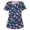Pink, variant on 2 Pcs Scrubs for Women Animal Print Tops for Women V Neck Cartoon Pattern Short Sleeve Nursing Tops with Pockets