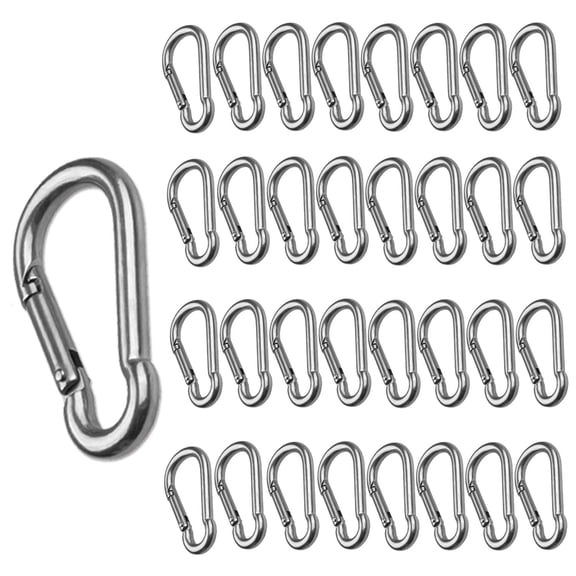 50pcs 2 Inch Stainless Steel Spring Snap Hook,304 Stainless Steel Carabiner Clip Keychain Heavy Duty Quick Link Hook for Camping Fishing Hiking Traveling