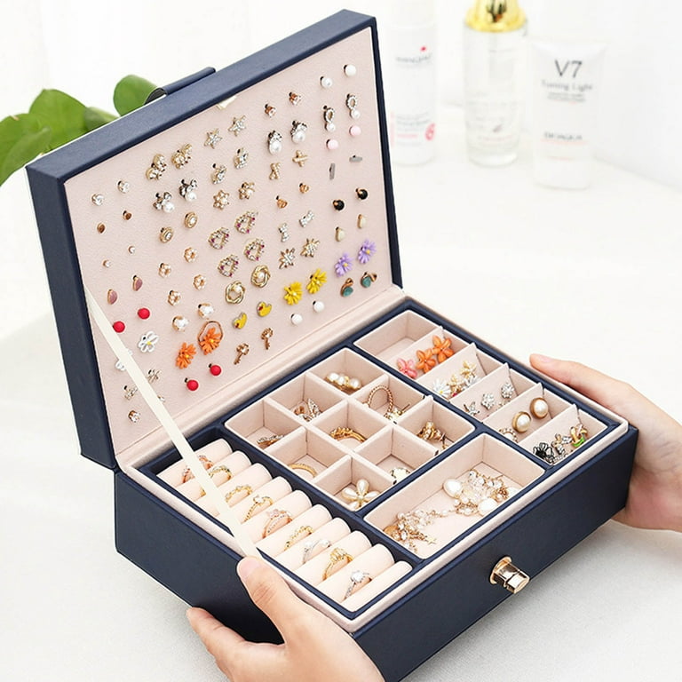 Kayannuo Clearance Jewelry Organizer Box Leather Large Jewelry Boxes  Earrings Holder Organizer Storage Case Double Layer Display With Removable  Tray Elegant Jewelry Box Gifts For Women 
